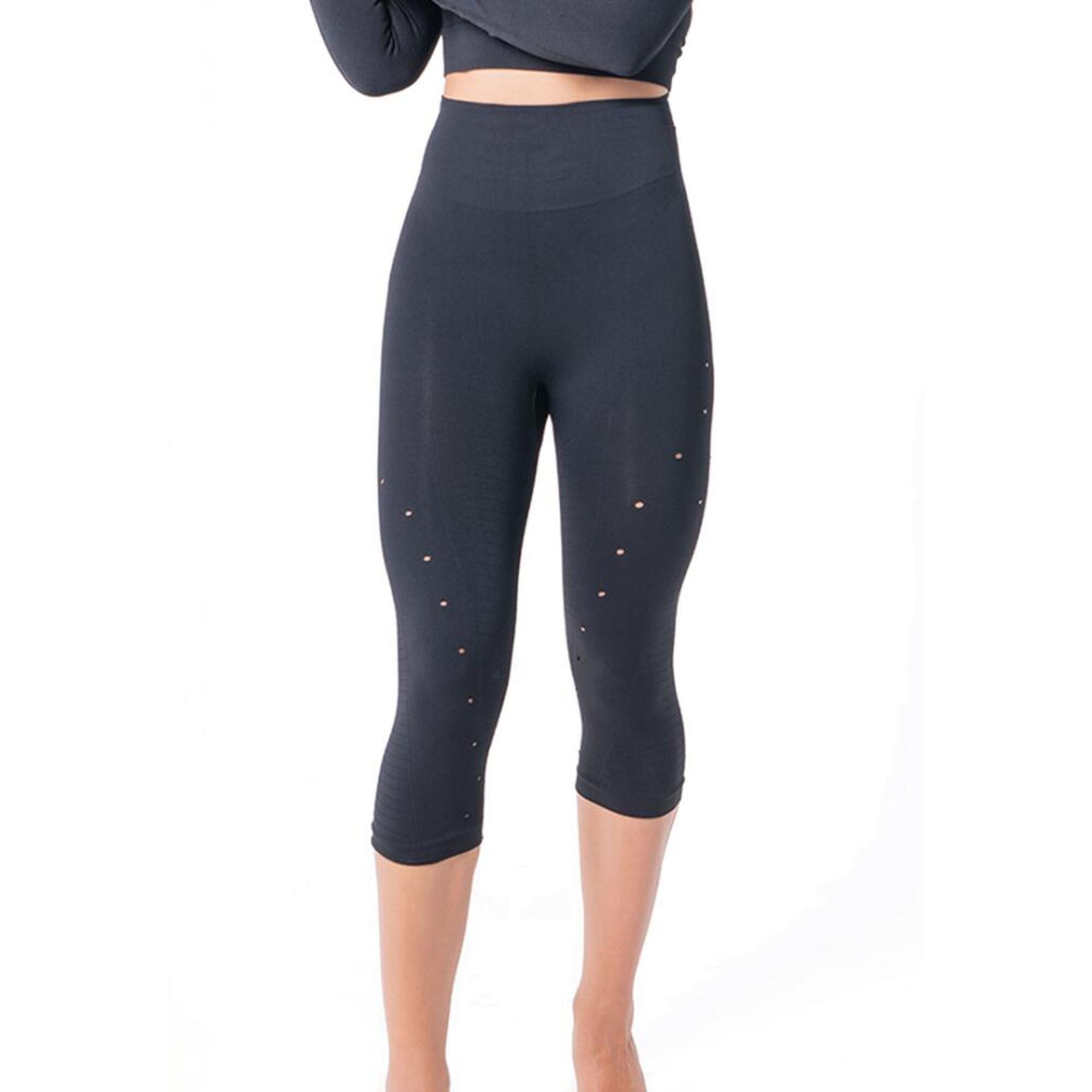 Anaissa - Legging Femme Fitness Sans Coutures Fibre Emana Taille Haute Namasté - Corsaire - Noir - S - Decathlon
