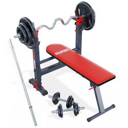 LOT BANC DE MUSCULATION AVEC POIDS - 100 KG