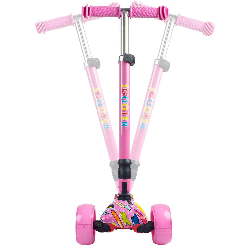Rider összecsukható roller széles és fényes kerekekkel, Pink
