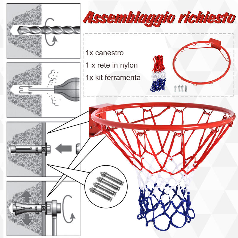 Plasa Cos de Basket cerc din metal plasa din nylon Φ46cm