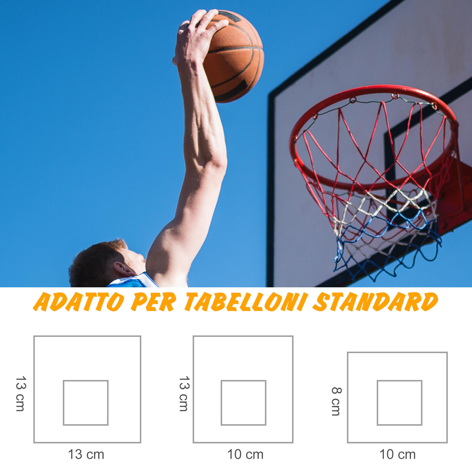 HOMCOM Rete Cerchio da Basket cerchio in metallo rete in nylon Φ46cm 6/7