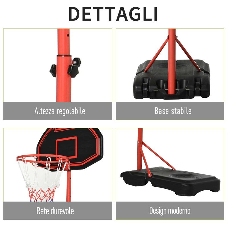 Cos de Baschet pentru Copii, Inaltime Reglabila, Otel inoxidabil si Nylon