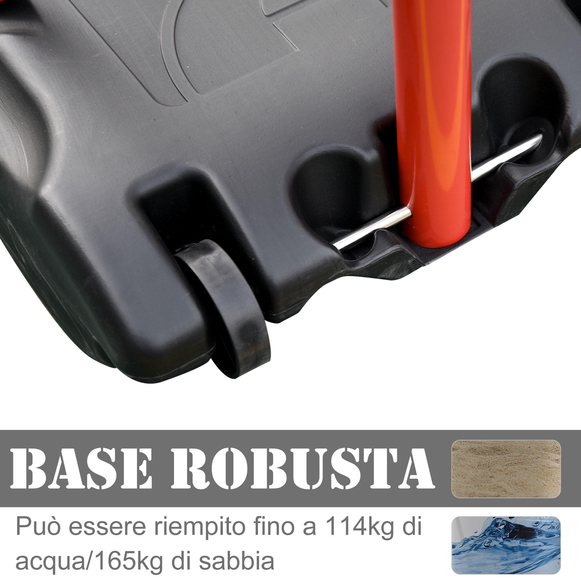 HOMCOM Canestro Portatile per Bambini con Altezza Regolabile in Acciaio e Nylon 6/8