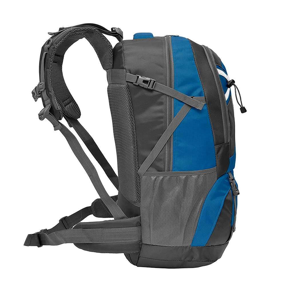 Mochila Azul 40 Litros Impermeable con Cierres Asas y Correas de Seguridad 3/4