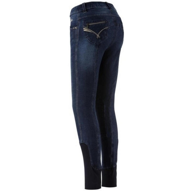 Damen Reithose Kniebesatz TEXAS Jeans denim blau