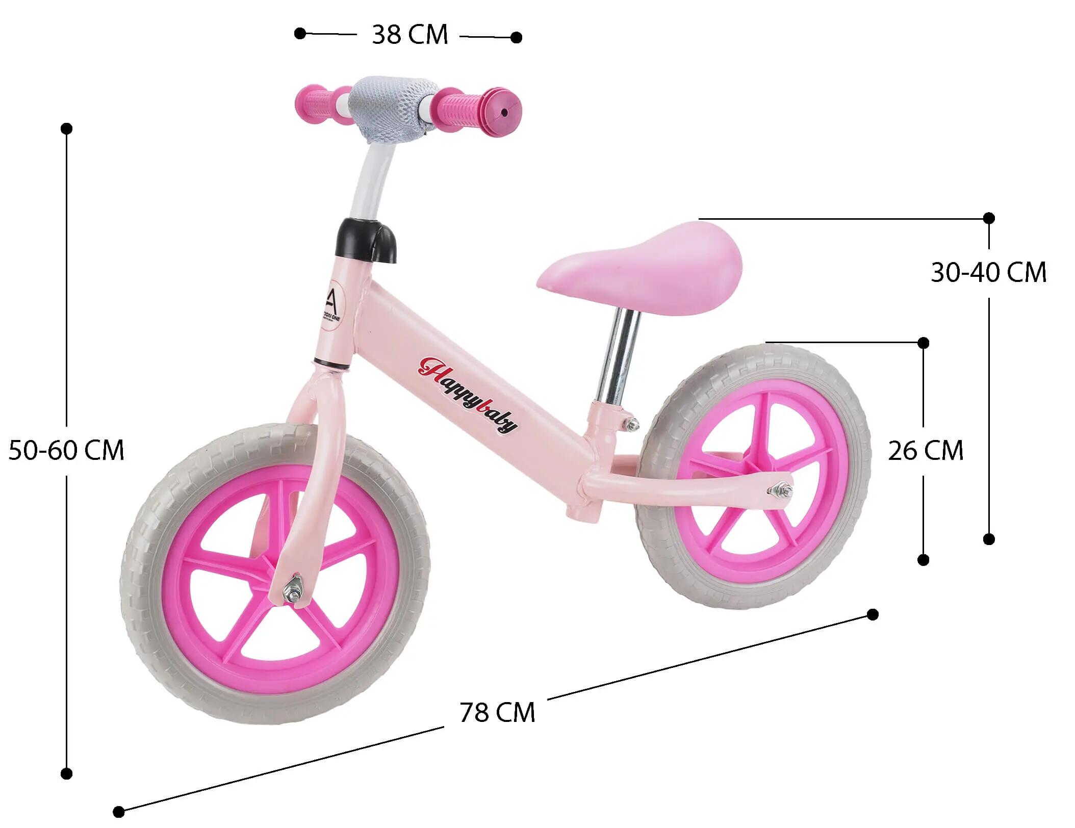 Bicicleta fara pedale pentru copii Happy Baby, 12 inch, roz 2/7