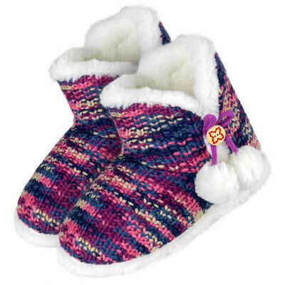 Damen Hausschuhe | Hausstiefel mit Bommel | kuschelig & warm | Snow
