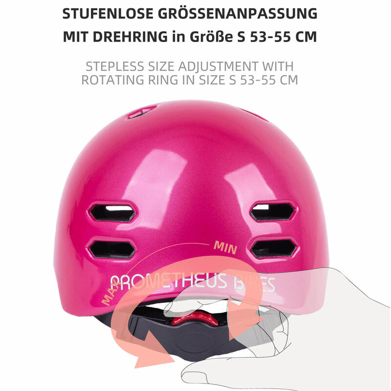 Casque de vélo pour enfants de 6 à 10 ans taille S 53-55 cm avec anneau rotatif