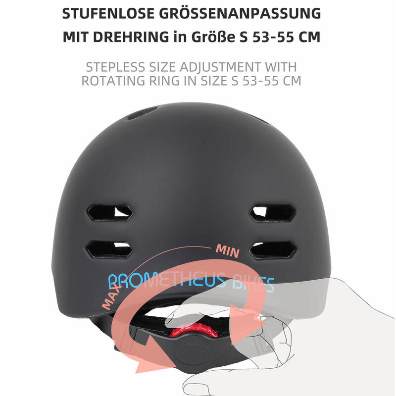 Fahrradhelm für Kinder ab 6 bis 10 Jahre Größe S 53-55 cm Helm mit Drehring