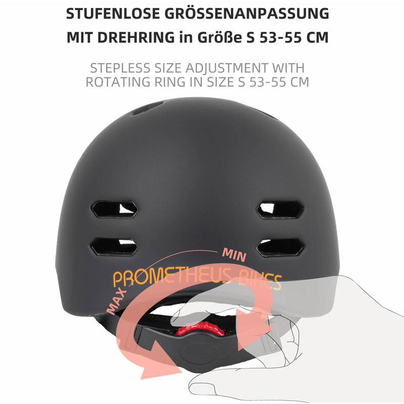 Fahrradhelm für Kinder ab 6 bis 10 Jahre Größe S 53-55 cm Helm mit Drehring