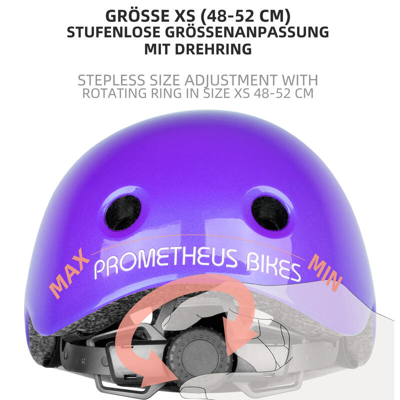 Fietshelm voor kinderen van 3 tot 6 jaar maat XS 48-52 cm Helm met draairing