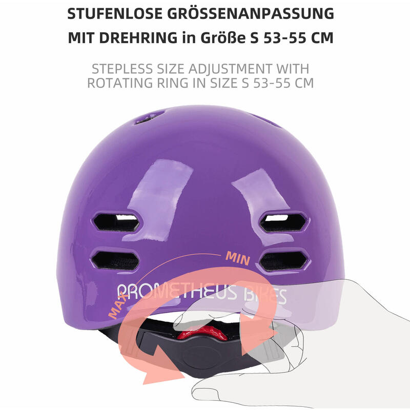 Fietshelm voor kinderen van 6 tot 10 jaar maat S 53-55 cm Helm met draairing