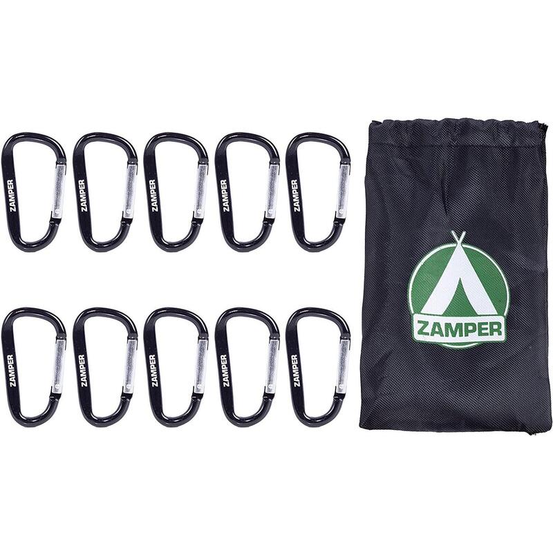 Karabiner-Haken Set Aluminium 10 Stück Beutel Gefederter Verschluss D-Form