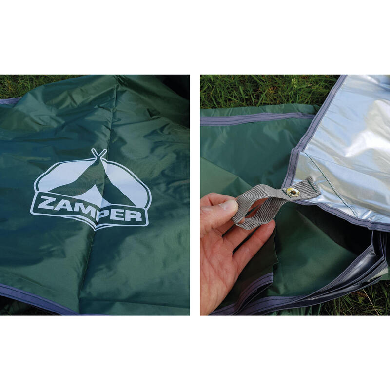 Tarp Zeltplane 3x3m Grün - Wasserdichtes Camping Sonnensegel für Sonnenschutz