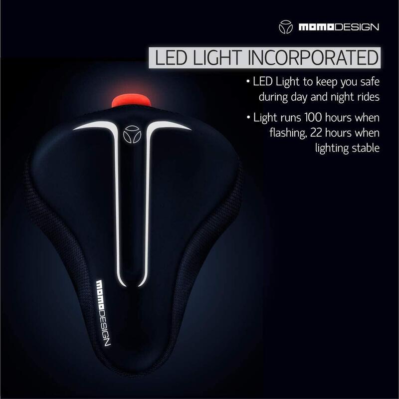 Cubre sillín de Gel con Luz Led, Adultos Unisex, Negro