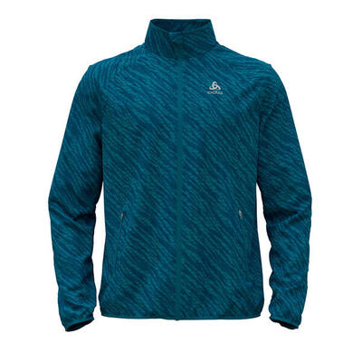 Odlo jacket essential light print sportjas saksisch blauw s