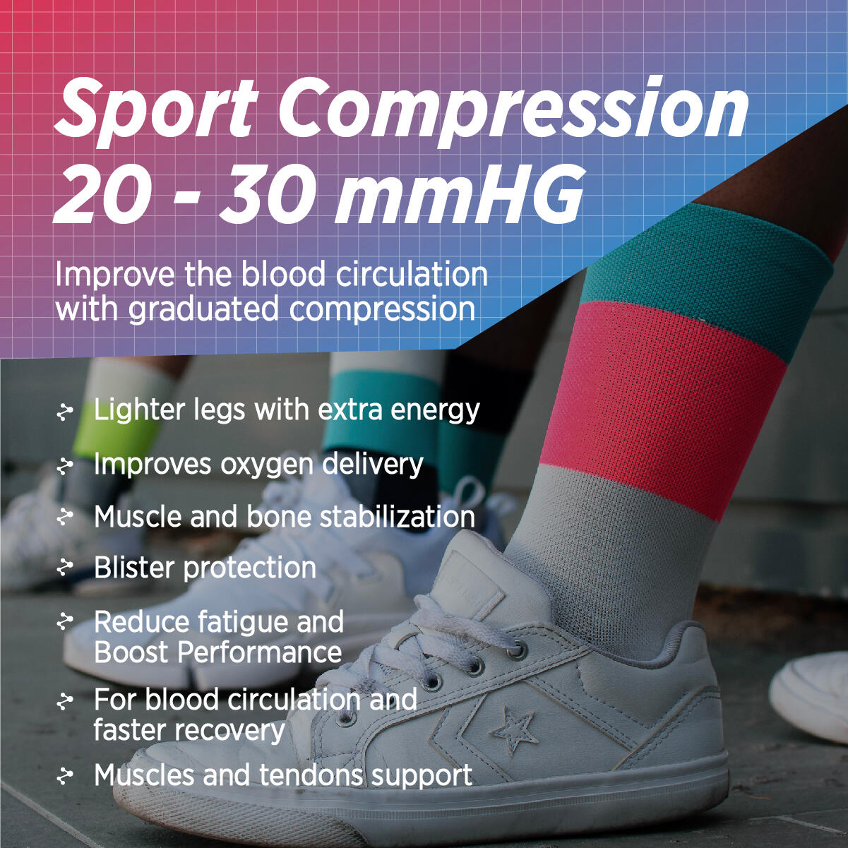 Relaxsan 800 Sport Socks (Fuchsia/Roze, 3S) – Sokken met sportcompressie met Dryarn vezel voor maximale prestaties