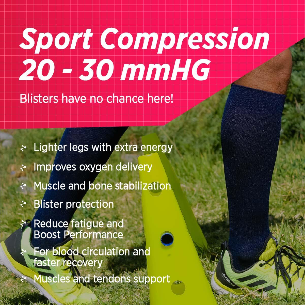 Compressiekousen heren dames 20 30 hardlopen voetbal volleybal padel running gym 3/7
