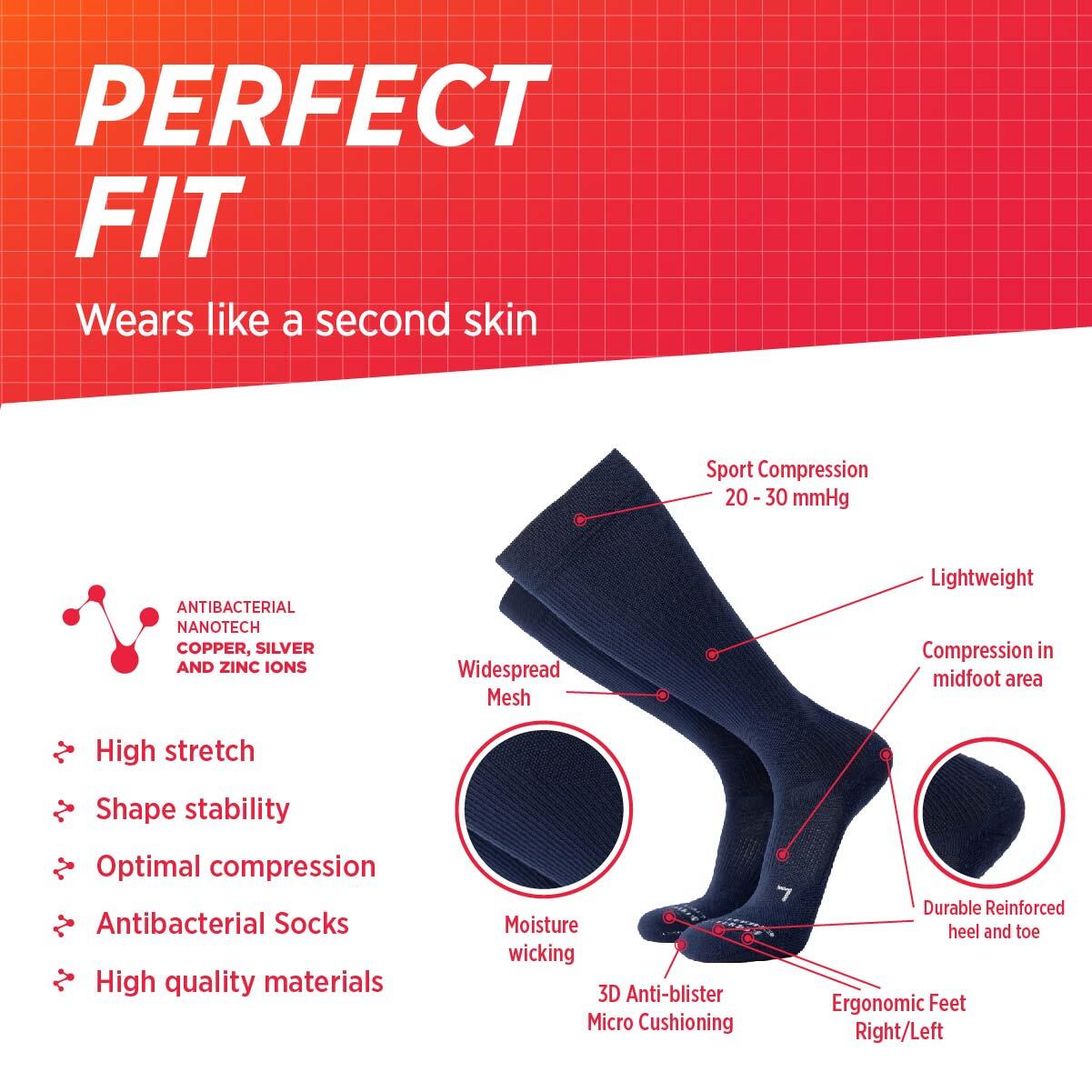 Chaussettes compression homme femme 20 30 running cyclisme football volley padel 2/7