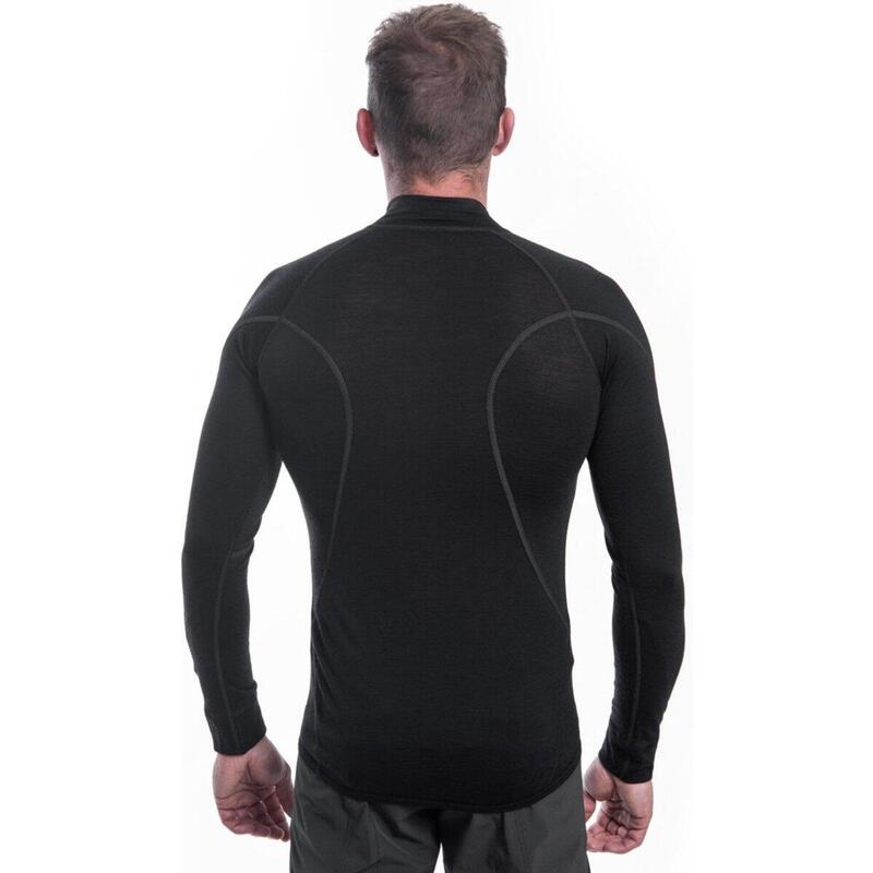 Baselayer Merino Active Tee Outdoor Heren Lange Mouw Half Zip Zwart Small