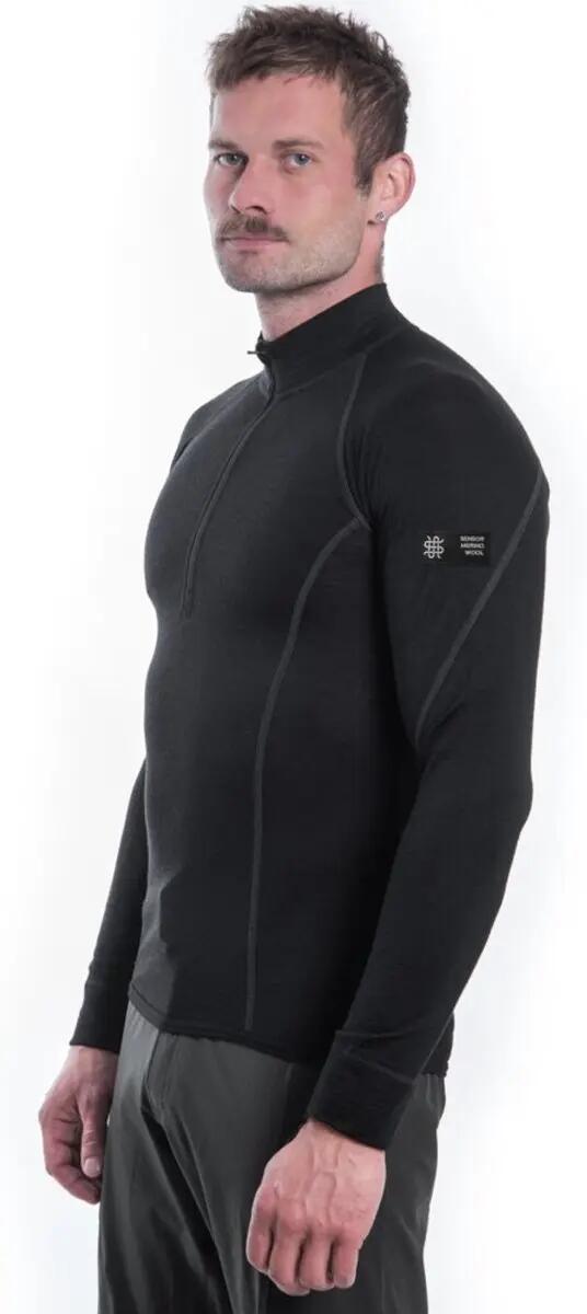 Baselayer Merino Active Tee Outdoor Hombre Media Cremallera Negro Grande 5/6