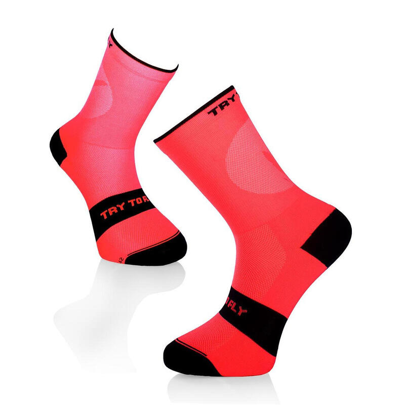 Kerékpáros zokni CYCLING LIGHT SOCKS Fluo Coral