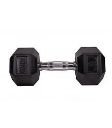 Haltère Hex Sveltus 10 kg noir caoutchouc poignée chromée