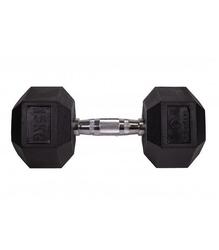Haltère hexagonal Sveltus 15 kg noir caoutchouc poignée chromée