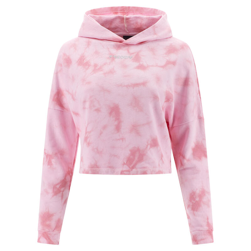 Felpa comfort leggera cropped tie dye con cappuccio