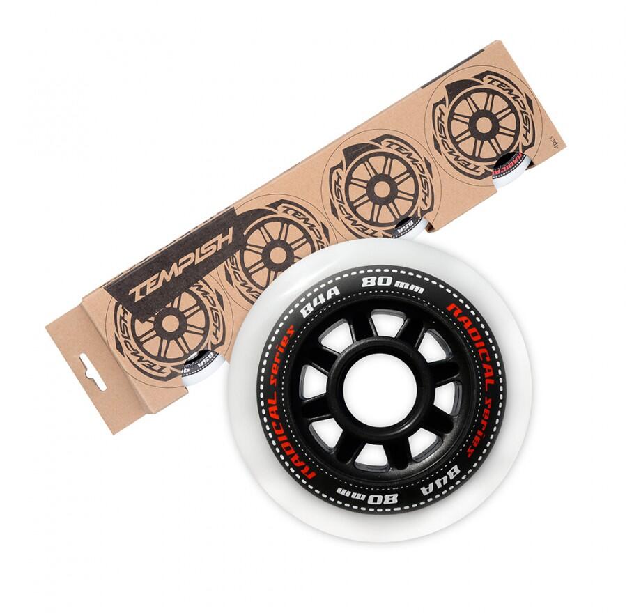 Roues de roller  Radical 84A, 80 mm, lot de 4, blanches 2/4