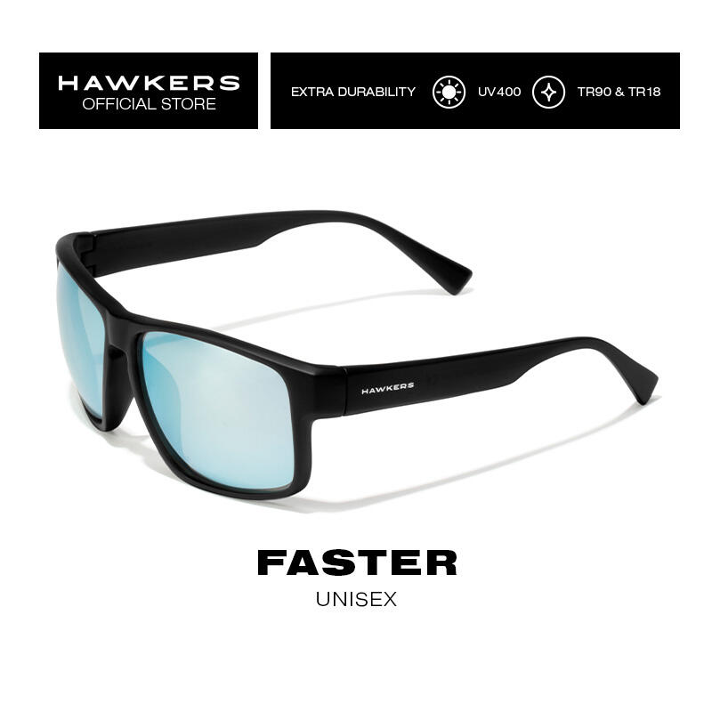 HAWKERS Zonnebrillen voor Mannen en Vrouwen FASTER Black Blue Chrome