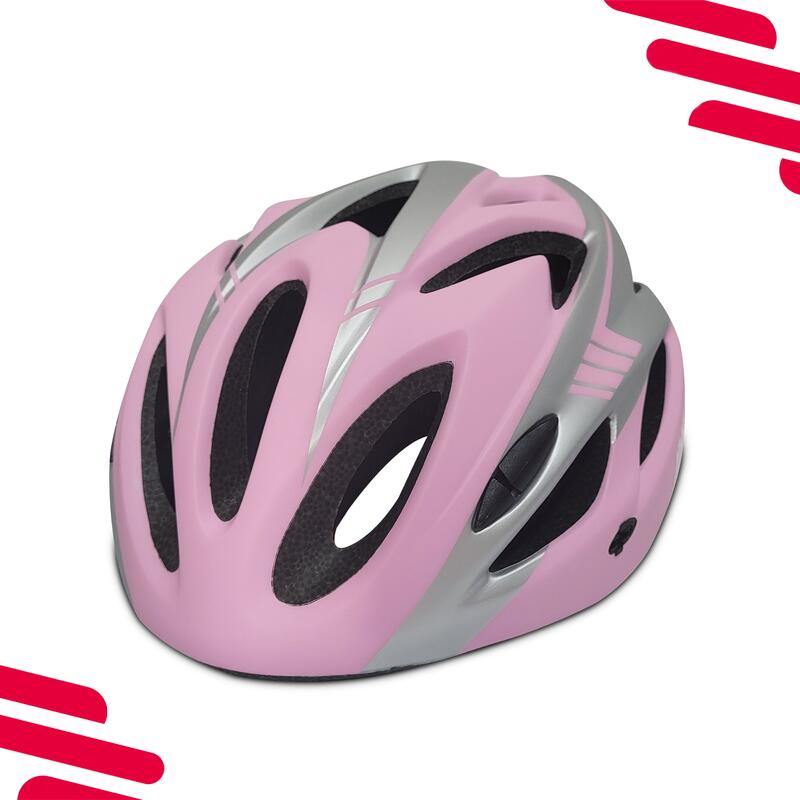 Fietshelm Pro Sport Lights Dames - Mat Roze/grijs