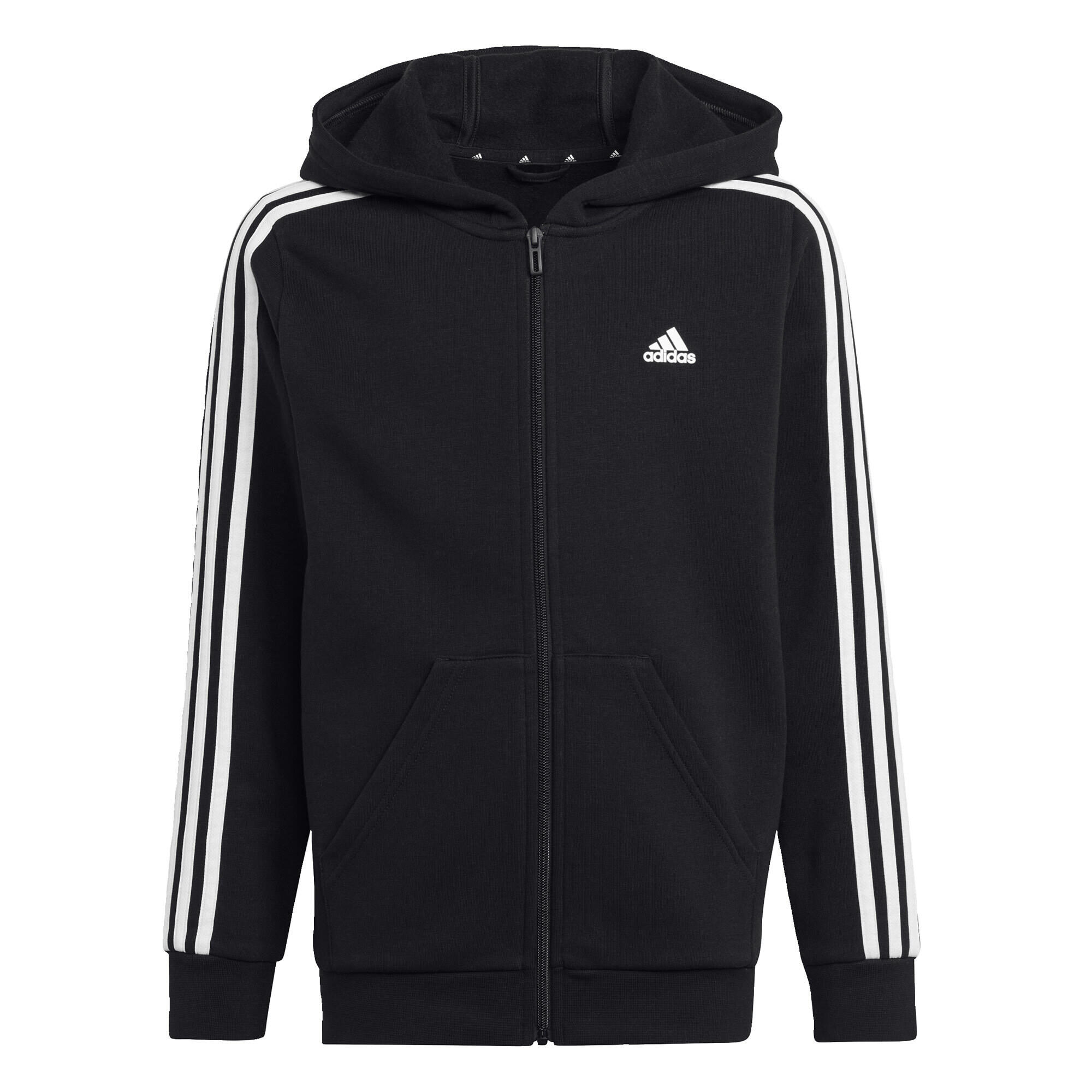 Essentials 3-Stripes fleece full-zip hooded jacket