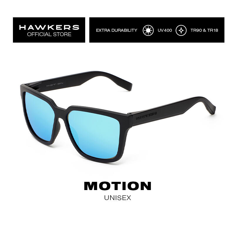 HAWKERS Zonnebrillen voor Mannen en Vrouwen MOTION Carbon Black Clear Blue