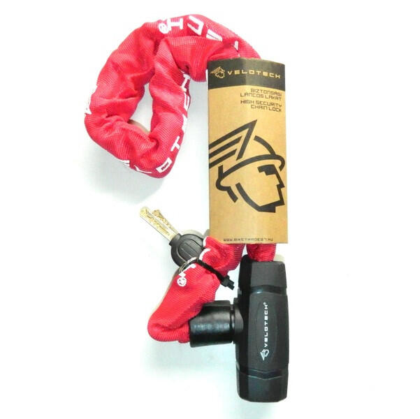 Lucchetto a catena per bicicletta Velotech 0,8x90 cm rosso 2/2