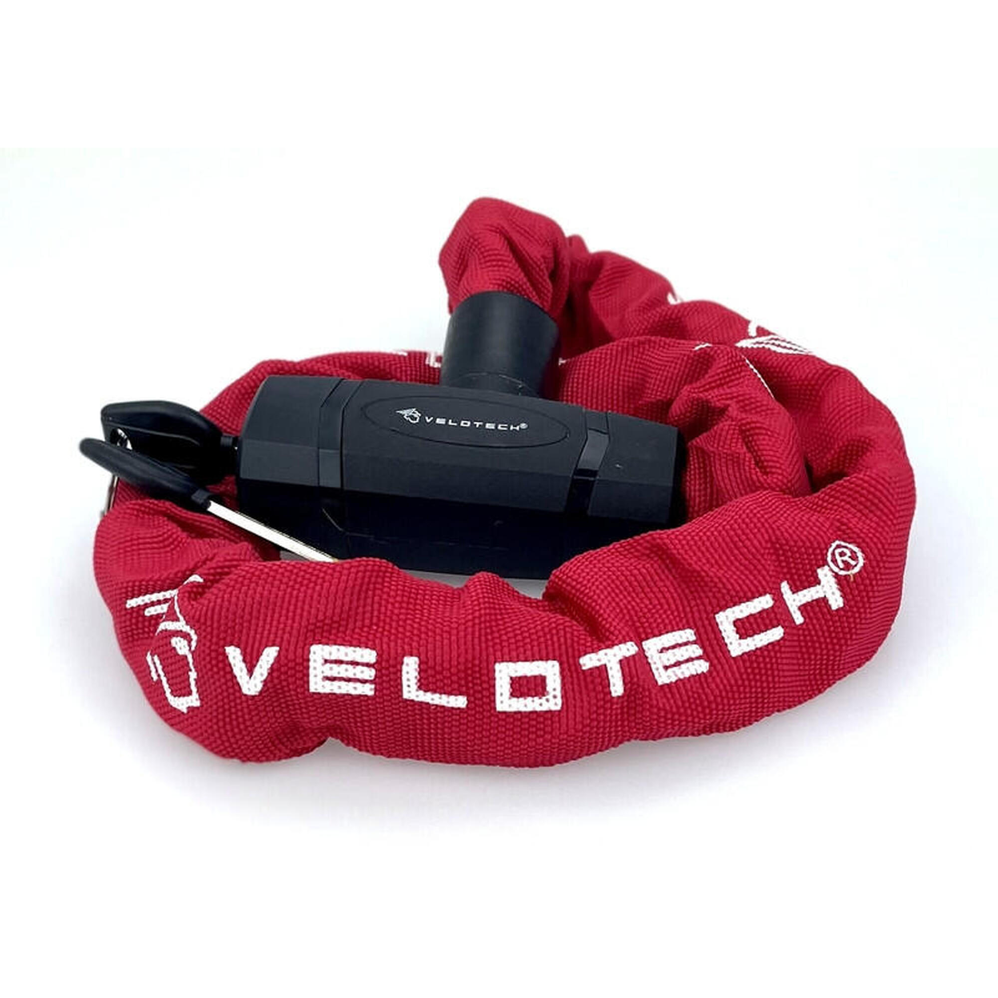 Lucchetto a catena per bicicletta Velotech 0,8x90 cm rosso 1/2