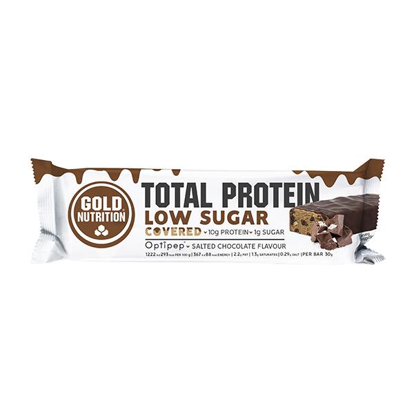 PROTEIN BAR LOW SUGAR COVERED SALTED CHOCOLATE - 30 G Exclusivo Online                      3 cores disponíveis
 1,89€  Preço por quantidade 63,00€kg GOLD NUTRITION PROTEIN BAR LOW SUGAR COVERED SALTED CHOCOLATE - 30 GVendido e expedido por: Goldnutrition  