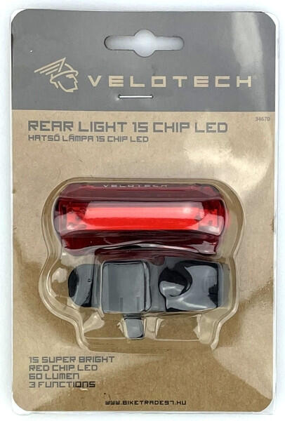 Lampka tylna Velotech migająca 15 diod CHIP