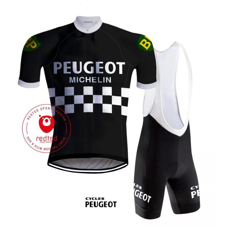 Camisola de ciclismo retro Peugeot Preto - REDTED