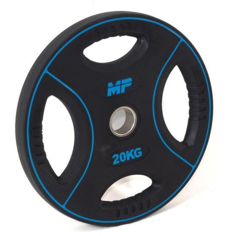 Disque de poids Muscle Power PU 4-Grip - 50 mm - 20 kg