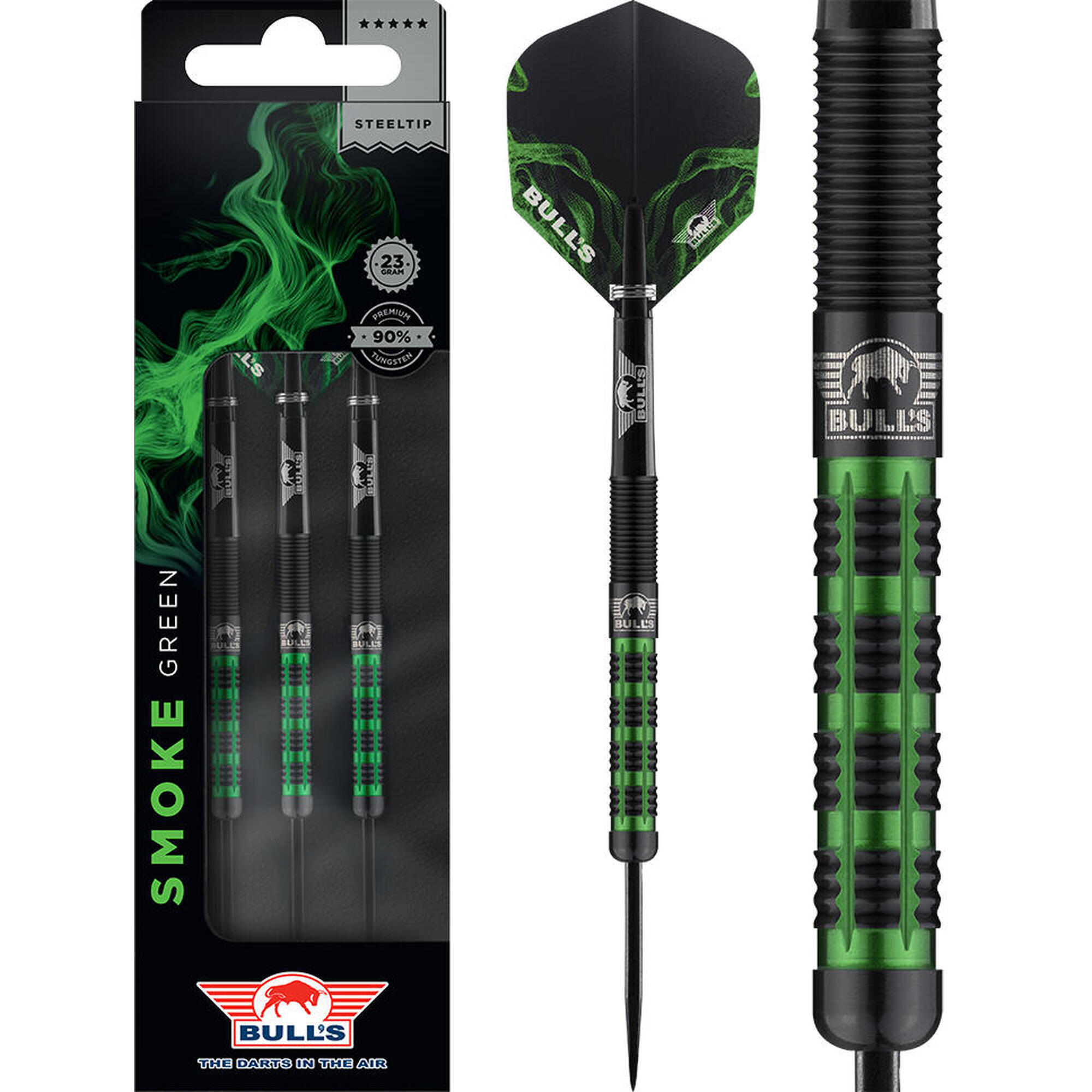 Fléchettes Bull's Smoke Green 90% 1/4