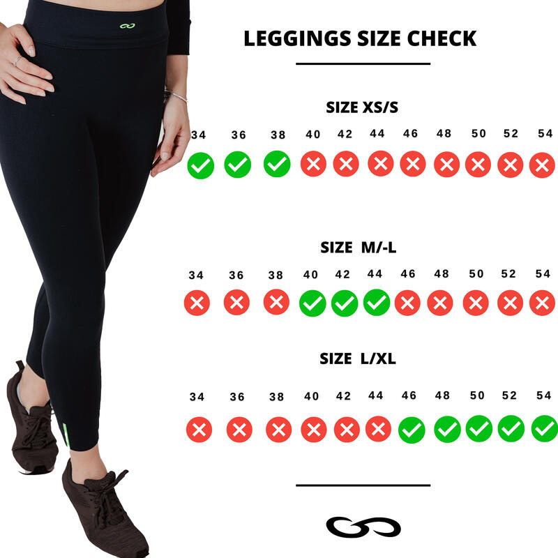 Leggings PERFORMANTI BIOATTIVI donna -Tecnologia Raggi Infrarossi Lontani Nero