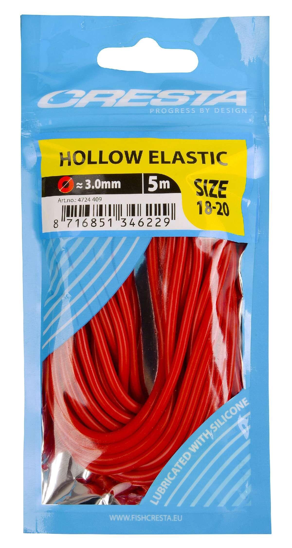 Cresta Hollow Elastic 3.0 mm  5 m Red - Witvis Elastiek Benodigdheden 1/2