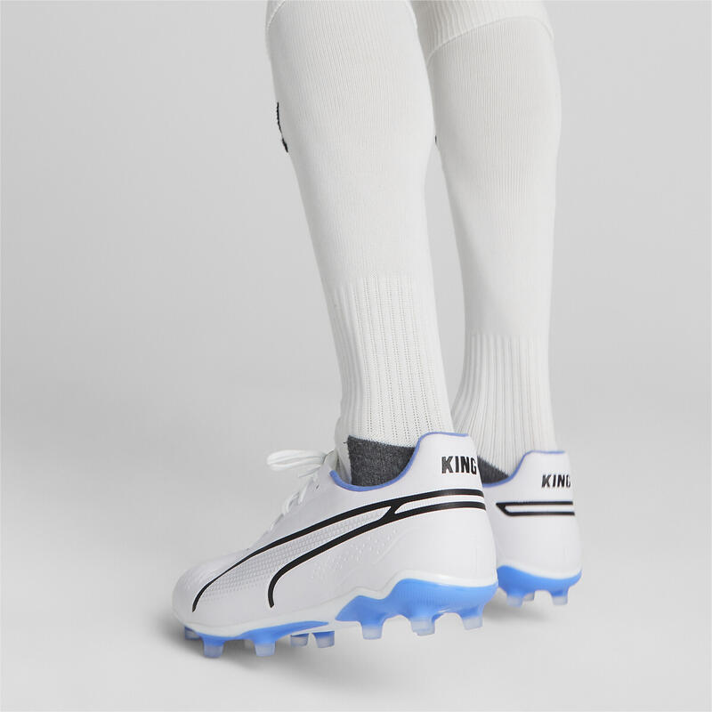 KING Pro FG/AG voetbalschoenen PUMA White Black Blue Glimmer Ultra Orange