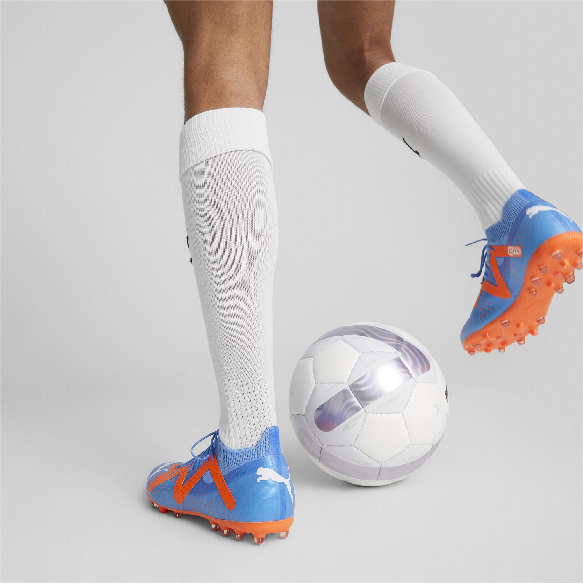 Scarpe da calcio FUTURE Match MG PUMA Blue Glimmer White Ultra Orange 4/7