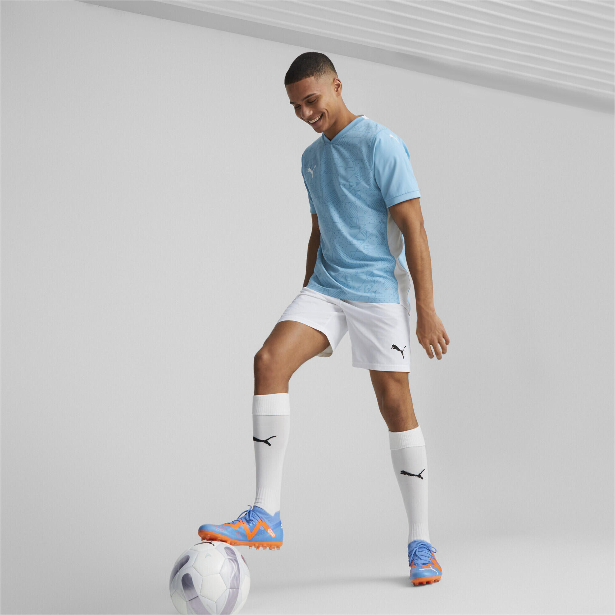 Scarpe da calcio FUTURE Match MG PUMA Blue Glimmer White Ultra Orange 3/7