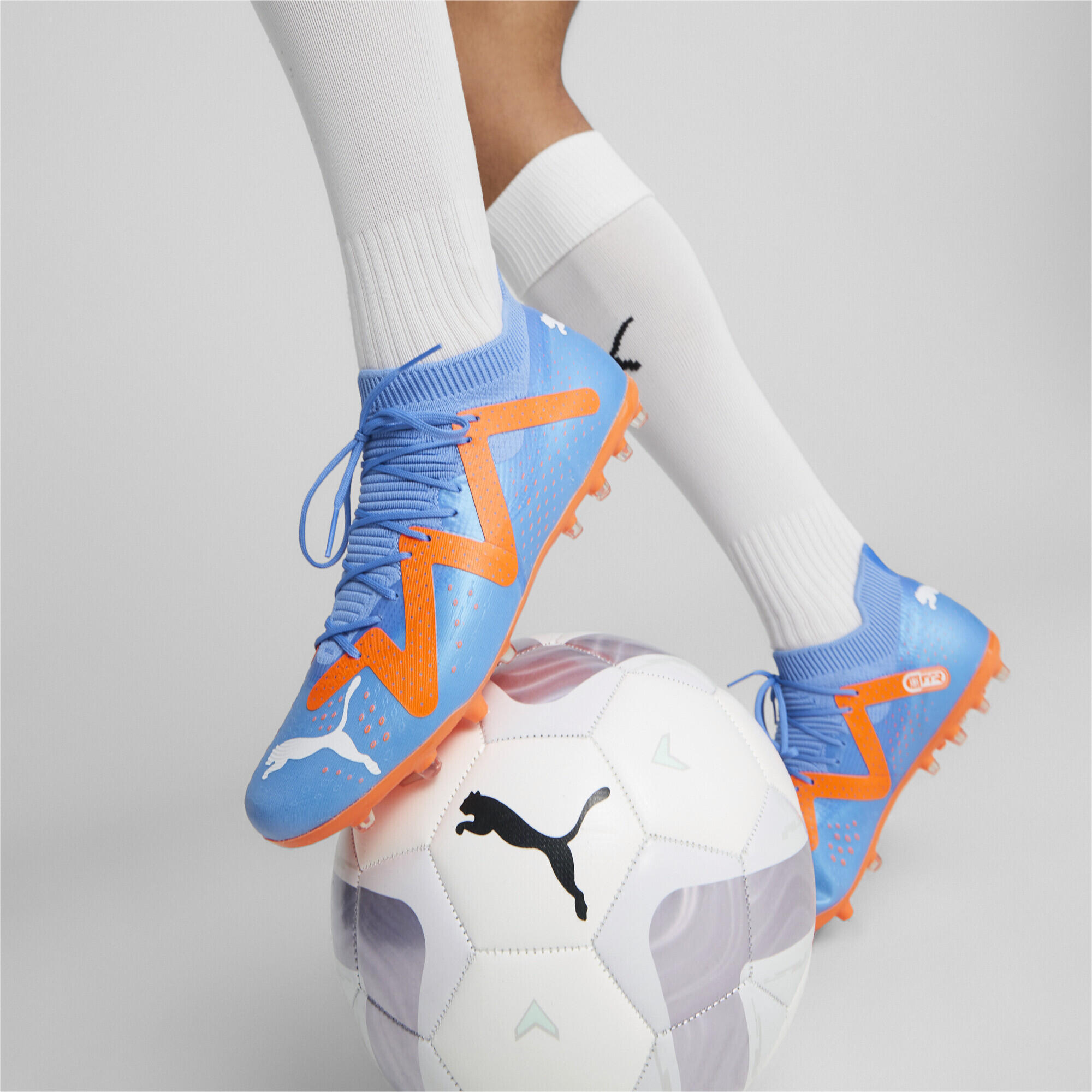 Scarpe da calcio FUTURE Match MG PUMA Blue Glimmer White Ultra Orange 2/7