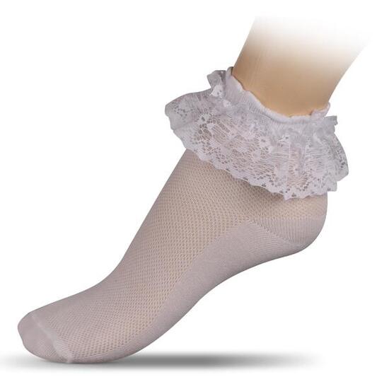 Chaussette de Gymnastique et Danse avec Dentelle INDIGO Blanc