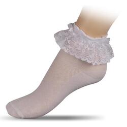 Chaussette de Gymnastique et Danse avec Dentelle INDIGO Blanc
