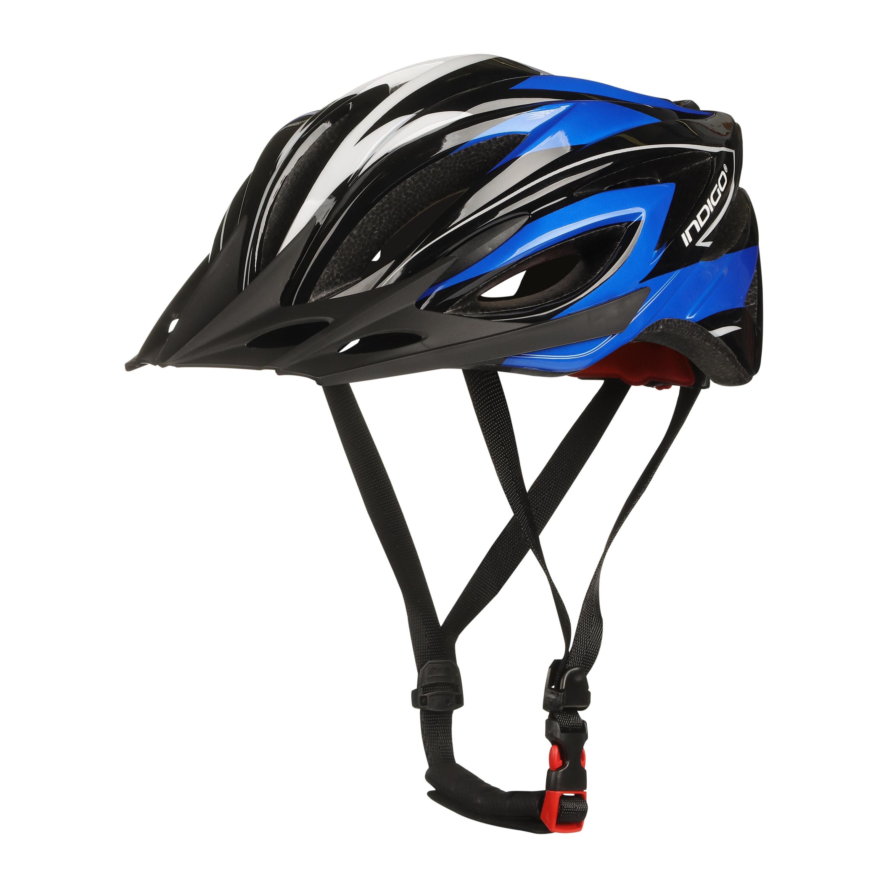 INDIGO SPORTS Capacete de Bicicleta com Ventilação Adulto INDIGO 55-61 cm Branco-Azul-Preto
